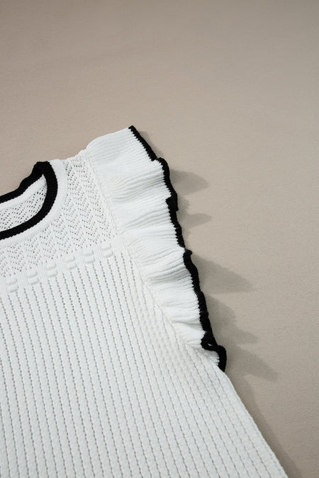 Crochet Eyelet Flounce Tank Top