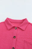 Pink Waffle Knit Button Up Casual Shirt