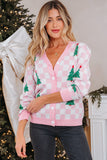 Checkered Christmas Cardigan Sweater