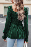 Long Sleeve Tiered Ribbed Velvet Top
