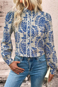 Bohemian Printed Bishop Sleeve Lace Shirt