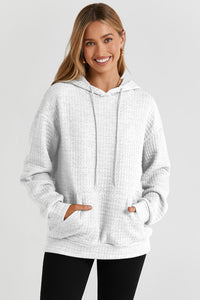 Quilted Kangaroo Pocket Drawstring Hoodie