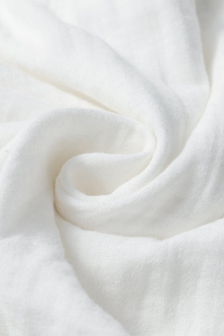 White Puff Sleeve Drawstring Shirt Dress with Pockets