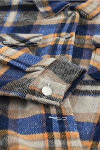 Geometric Plaid Print Pocketed Shacket