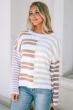 Stripe Blocked Drop Shoulder Slouchy Sweater