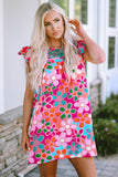 Multicolor Ruffle Short Sleeve Floral Babydoll Dress