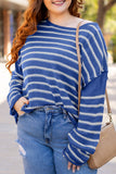 Stripe Drop Shoulder Casual Sweater