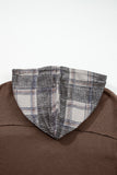 Patchwork Drawstring Hooded Plaid Shacket