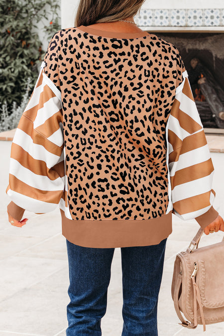 Color Block Leopard Sweatshirt