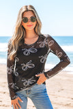 Bow Long Sleeve Mesh Top