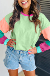 Colorblock Patchwork Long Sleeve Loose Top