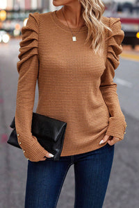 Buttoned Gigot Sleeve Top