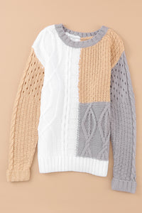 Colorblock Mixed Textured Sweater