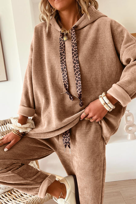 Pullover Hoodie and High Waist Pants Set