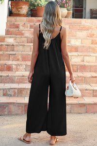 Adjustable Knotted Spaghetti Straps Wide Leg Jumpsuit