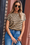 Stripe Knitted Bat Sleeve T Shirt