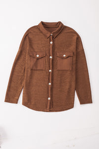 Contrast Flap Pockets Relaxed Shacket