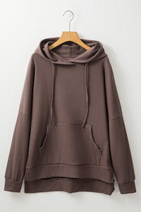 Waffle Knit Fleece Lined High Low Oversized Hoodie