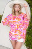 Abstract Print V Neck Summer Blouse