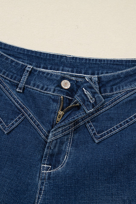 Stitched Waist Cuffed Jeans