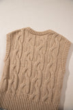 Light French Beige Cap Sleeve Cable Knit Sweater