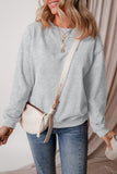 Solid Fleece Lined Drop Shoulder Terry Sweatshirt