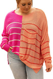 Striped Color Block Loose Fit Knit Sweater