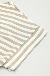 Stripe Short Sleeve Belted Wrapped Hemline T-Shirt Dress