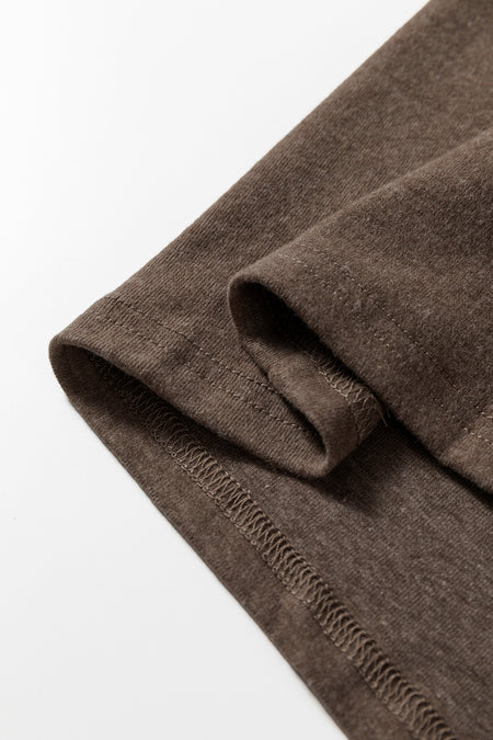 Solid Exposed Seam Crew Neck Long Sleeve Top