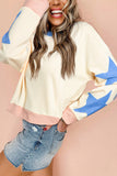 Star Patchwork Exposed Seam Oversized Sweatshirt