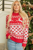 Merry Christmas Reindeer Heart Pattern High Neck Sweater