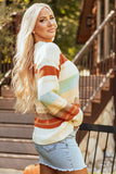 Drop-shoulder Color Block Sweater