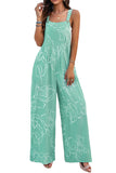 Printed Bib Wide Leg Overalls