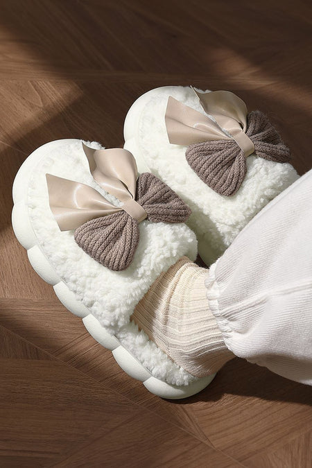 Bowknot Plush Slippers