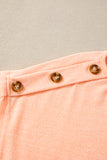 Apricot Pink Button Detail Batwing Sleeve Casual Tee