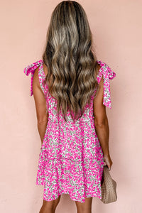 Floral Knotted Straps Tiered Babydoll Dress