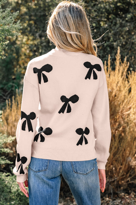 Pearl Bow Pattern Sweater