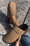 Suede Buckle Detail Slippers