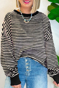 Stripe Loose Drop Shoulder Long Sleeve Top