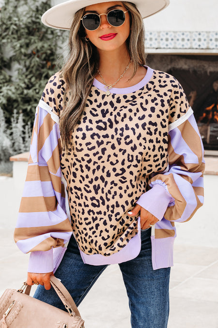 Color Block Leopard Sweatshirt