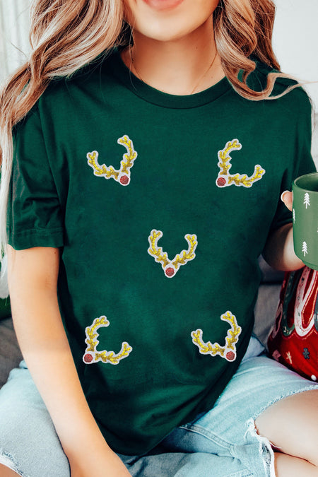 Reindeer Antler Patched Graphic Tee