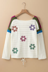 Daisy Flower Pointelle Knit Sweater