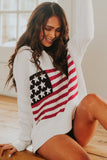 American Flag Cable Knit Drop Shoulder Sweater
