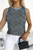 Leopard Print Round Neck Tank Top