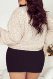 Sequin Zip up Round Neck Long Sleeve Jacket