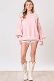 Bow Thread Embroidery Ribbed Edge Sweatshirt