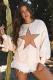 Studded Star Graphic Oversized Long Sleeve Top