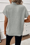 Turtleneck Textured Short Sleeve Sweater