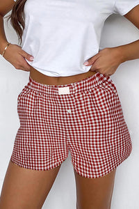 Plaid Gingham Printed High Waist Shorts