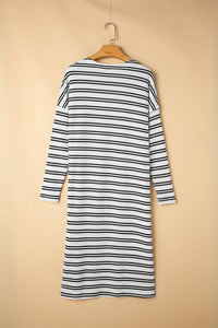 Stripe Print Open Front Duster Cardigan